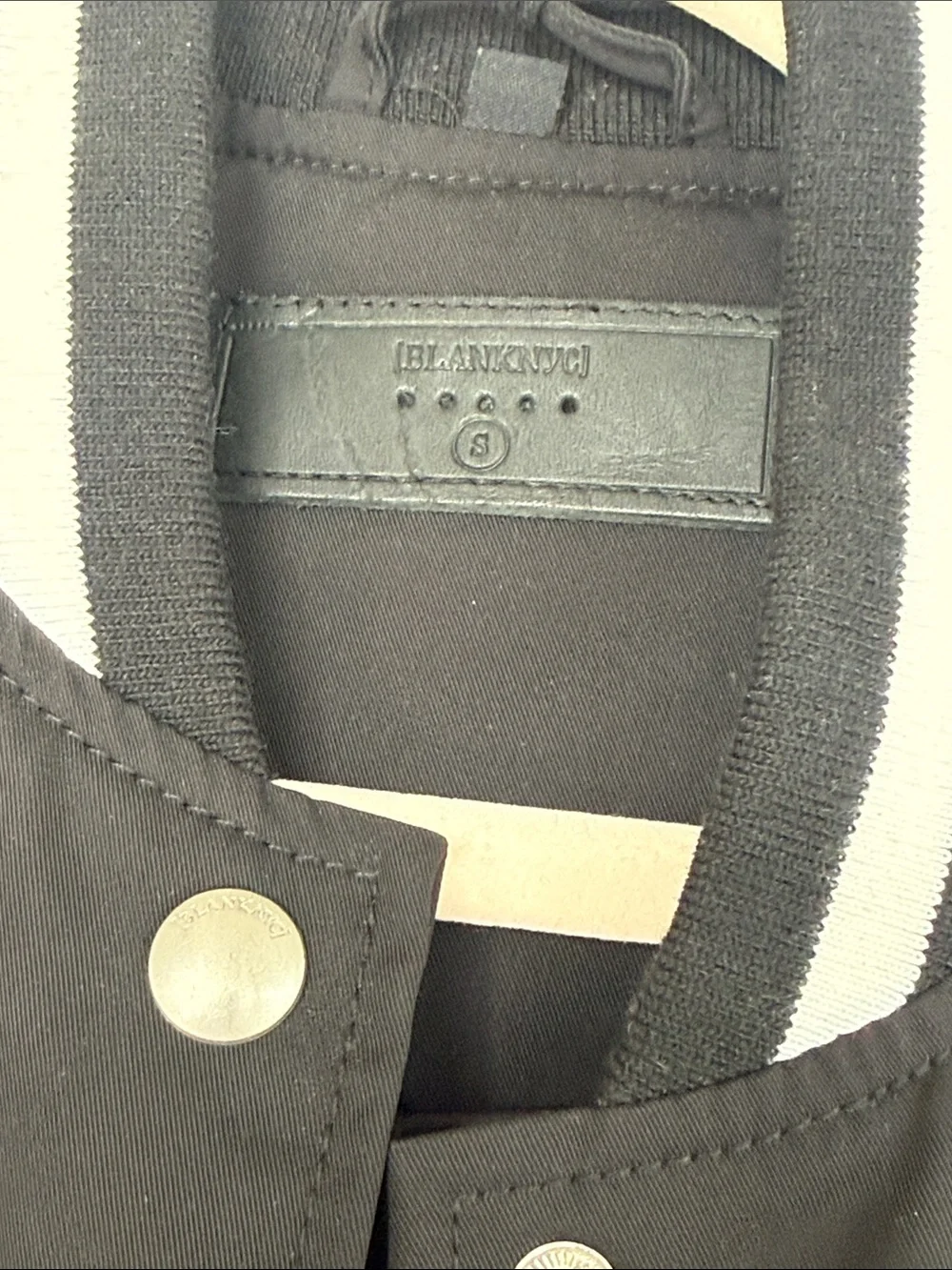 Blank NYC Black & White Varsity Jacket with Snap Front - Picture 3 of 5